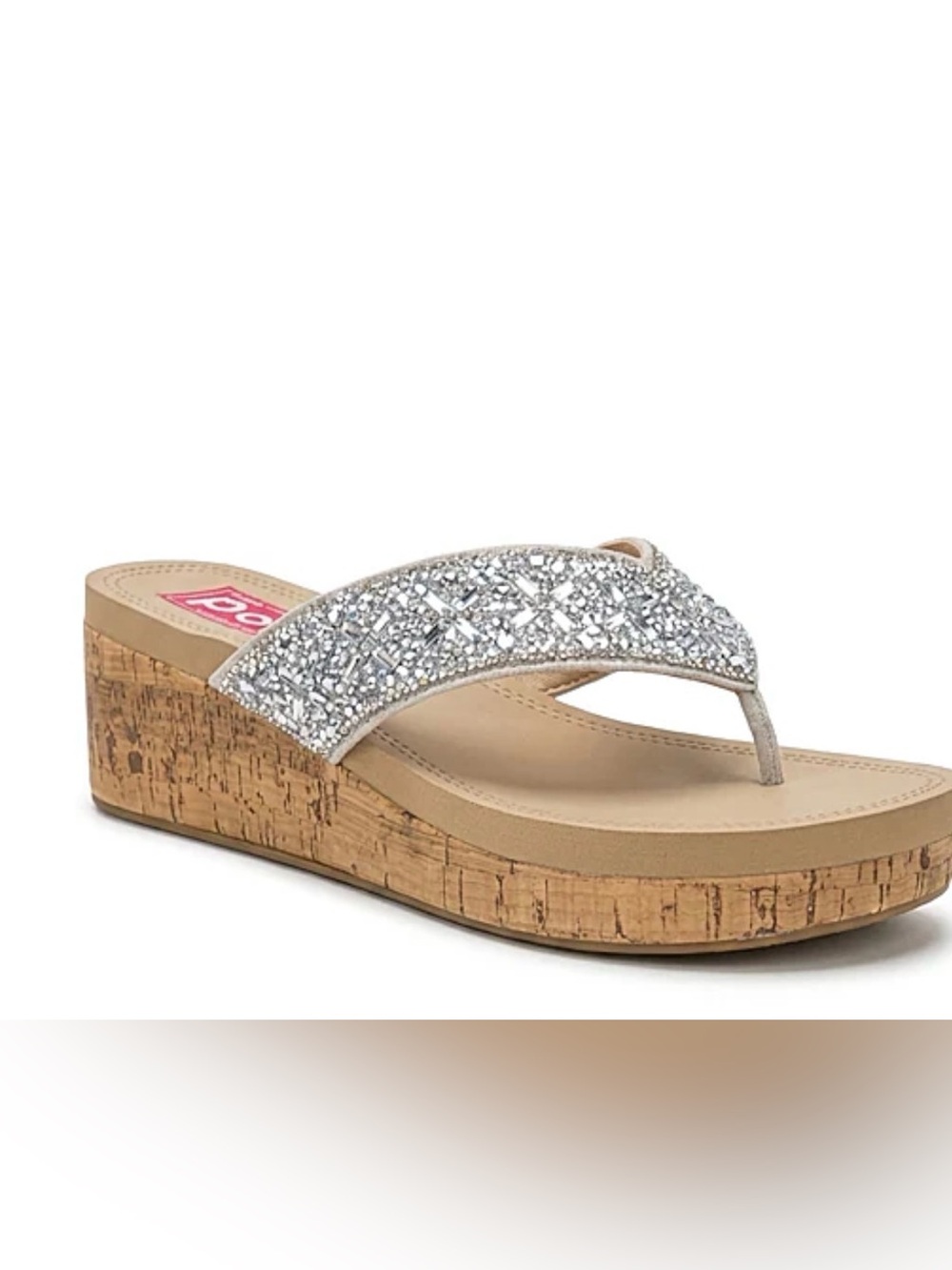Brand new Size 9 Sparkle Silver Cork Wedge Thong Sandal - Women